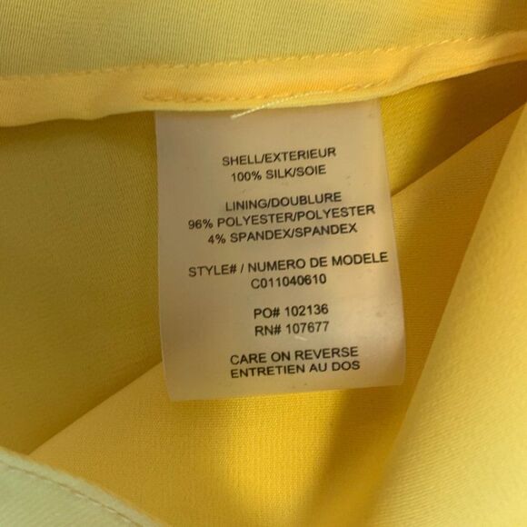 ALICE + Olivia yellow silk SL top Sz L - Picture 6 of 8